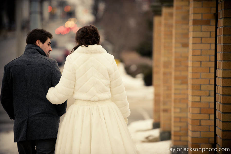 bride and groom walking